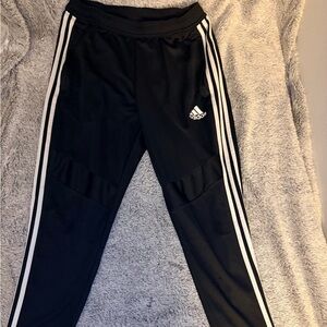 Adidas Kids Black Joggers with White Stripes